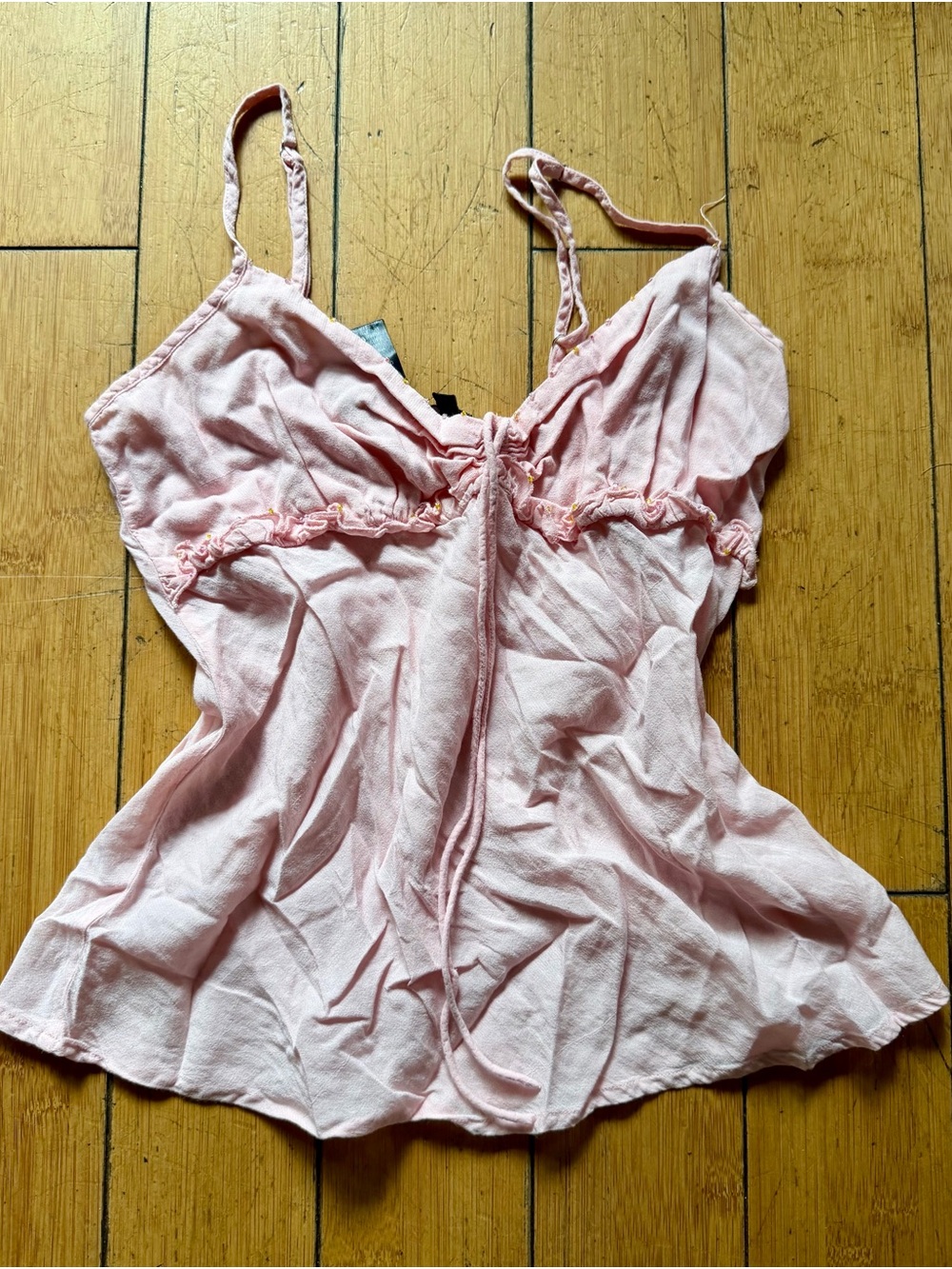 Light Pink Ruffled Spaghetti-Strap Camisole